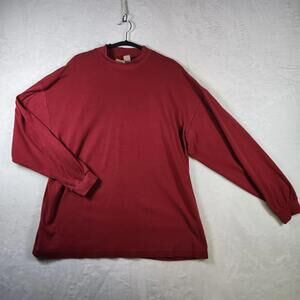 Vintage Woolrich Mens Long Sleeve Mock Turtleneck Shirt Burgundy Sz Large Cotton